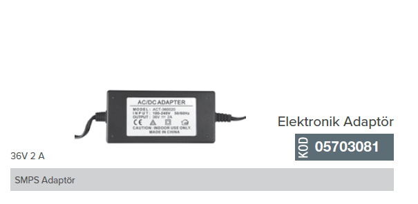 Arıtma Cihazlarında SMPS 36V 2A  Adaptör