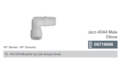 1/4'' Sıkmalı - 1/4'' Somunlu Jaco 4044 Male Elbow _ 05719065