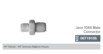 1/4'' Sıkmalı - 1/4'' Somunlu Bağlantı parçası Jaco 1044 Male Connector _ 05719105