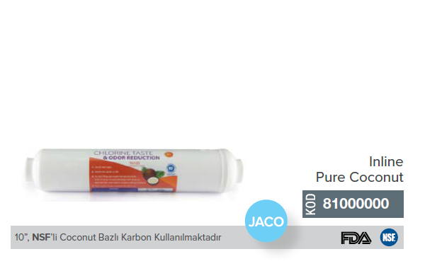 10'' Jaco Inline NSF'li Coconut Bazlı Karbon Filtre _ 81000000