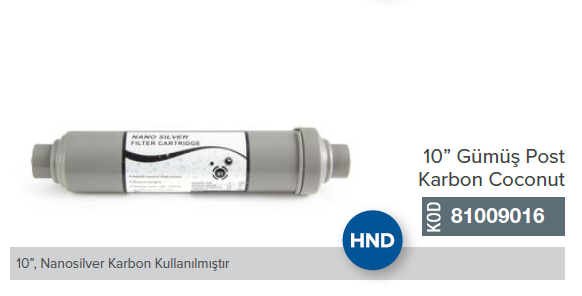 HND (Çubuklu) Nanosilver Gümüş Post Karbon Filtre _ 81009016