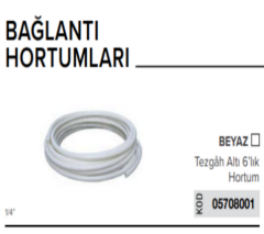 Tezgah Altı 6'lık 1/4'' Hortum 10 Metre olarak BEYAZ renkli 05708001